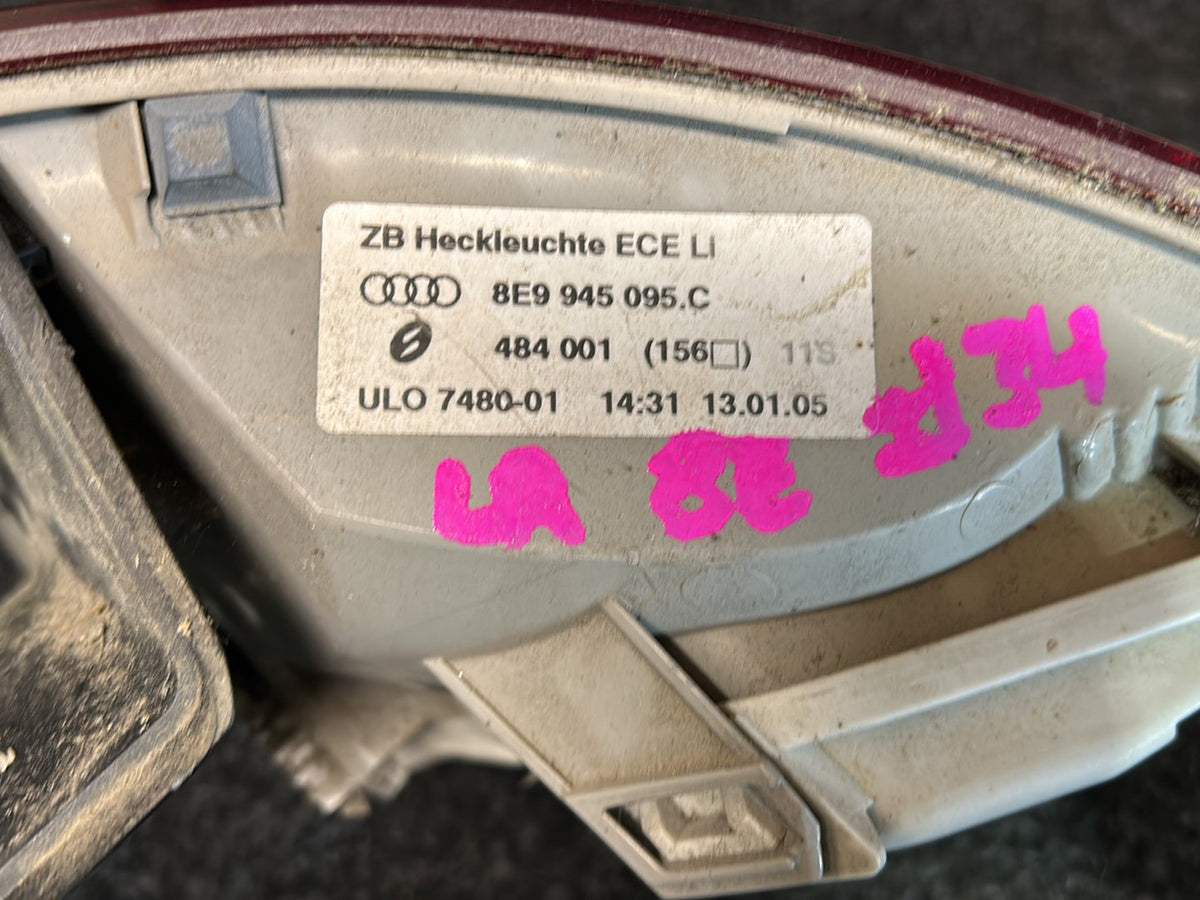 2005 Audi A4 Quattro - Left Taillight PN: 8E9 945 095 E Tail light left