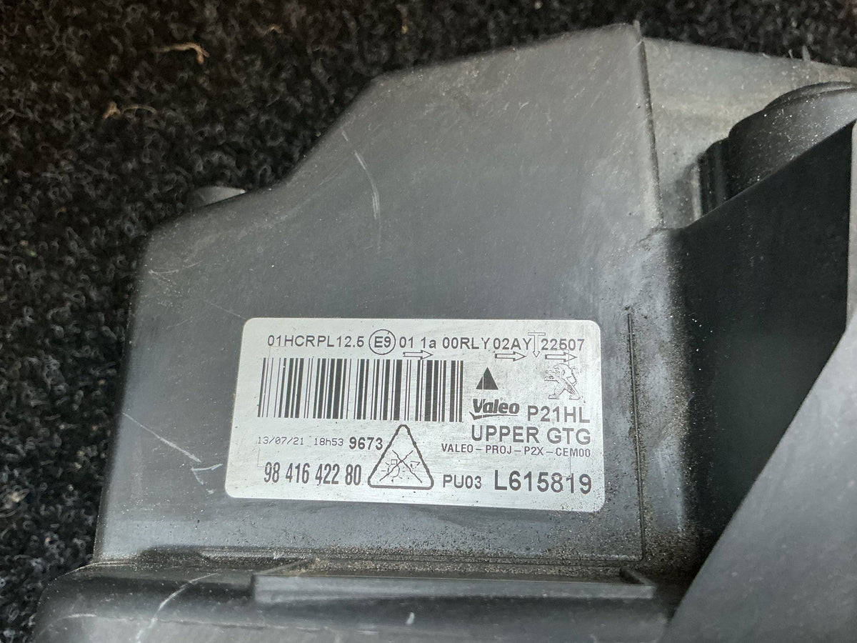 2021 Peugeot 2008 - Left Headlight PN: 16 562 390 80 BARE HEADLAMP