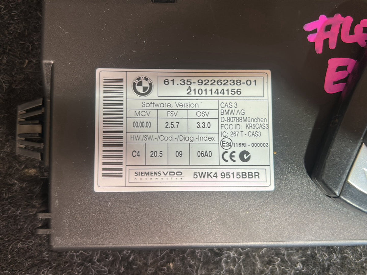 2010 BMW 320i E92 - DME KIT, CAS + Key PN: 61 35 9 395 657 - 12 14 7 640 015 - 66 12 6 986 583