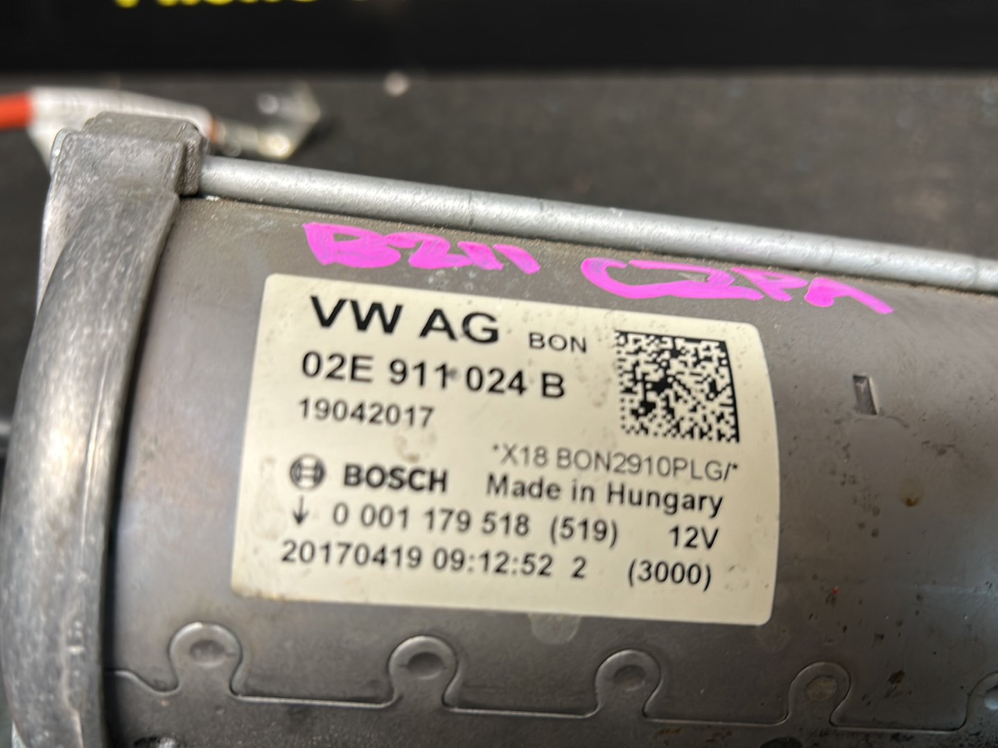 Starter Motor, 02E 911 024 B Starter, 2017, Skoda, Kodiaq