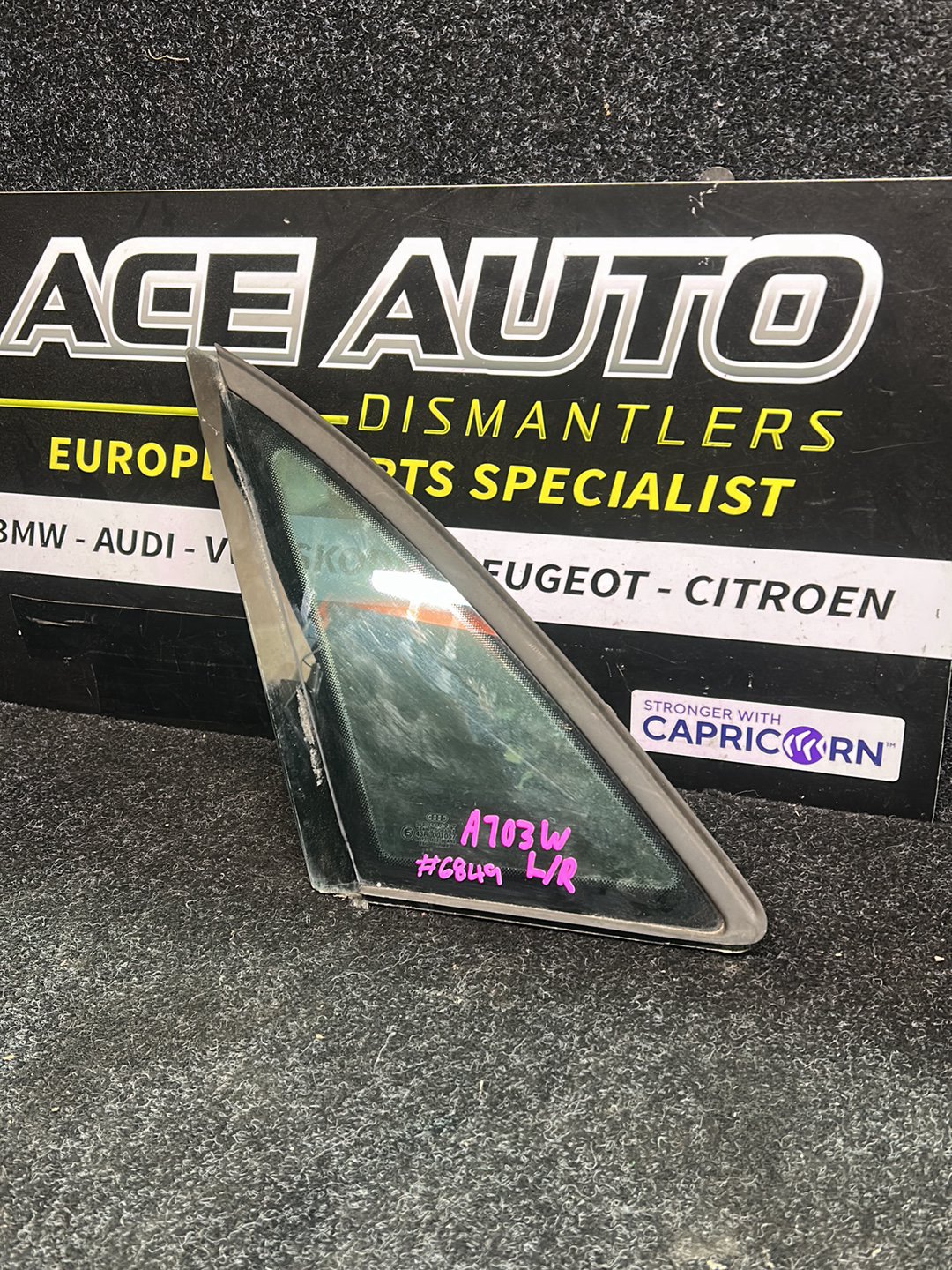 2001 Audi A4 8E WAUZZZ8E92A021487 - Left Rear Quarter Glass PN: 8E5 845 299 F - Side window - left rear